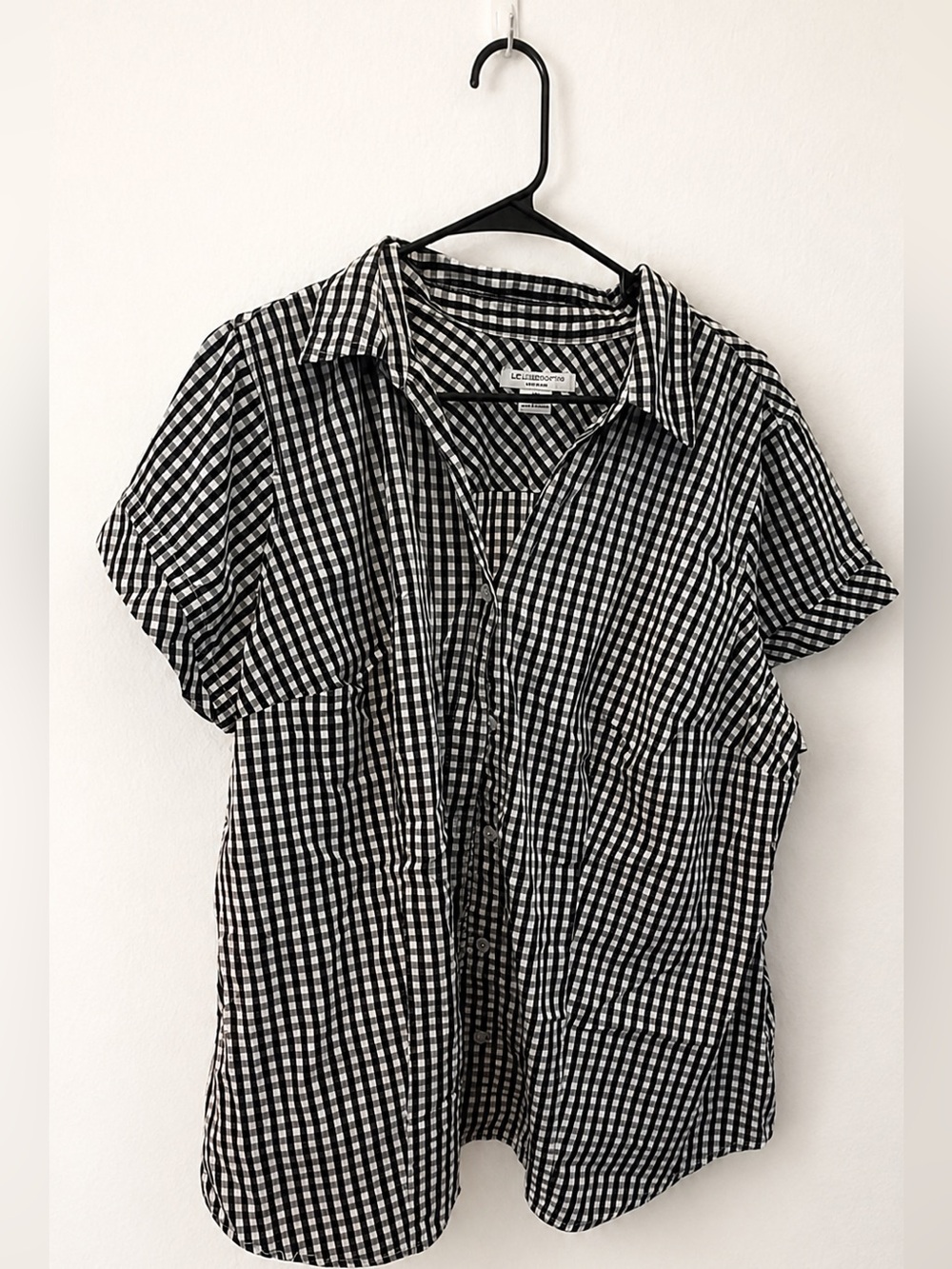 Liz Claiborne Women’s Gingham Button Up Short Sleeve Top Plus Size 2X